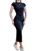 Vestido Feminino Midi Muscle Tee com Fenda Landara