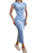 Vestido Feminino Midi Muscle Tee com Fenda Landara