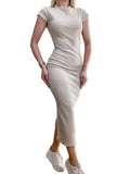 Vestido Feminino Midi Muscle Tee com Fenda Landara